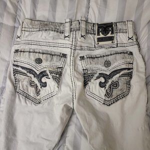 Rock Revival - Men's Fashion Jeans - White - Zorada 32/32